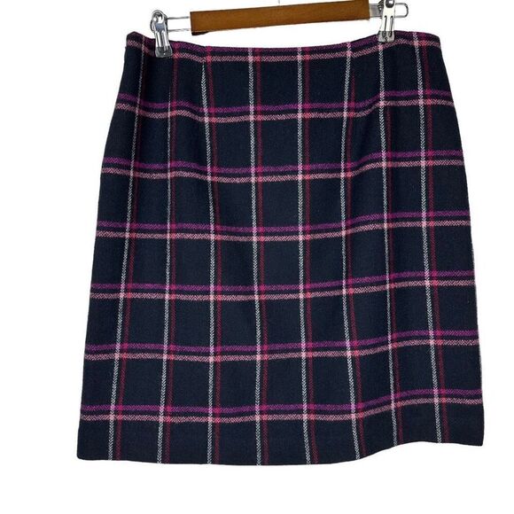 Talbots Womens Navy Plaid Straight Wool Skirt Size 10 - Picture 4 of 6